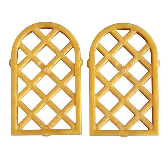 LEGO Window Pane Rounded Diamond Lattice x 2‎ Gold 30046 37411 Replacement Parts - Picture 2 of 2
